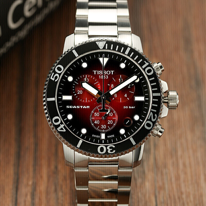 天梭tissot瑞士手表海星系列腕表钢带石英男表t1204171142100