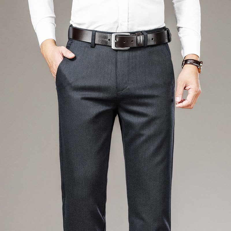 金盾(KIN DON)正品莫代尔休闲裤男裤子中年男士直筒中高腰长裤宽松秋冬季商务男裤图片