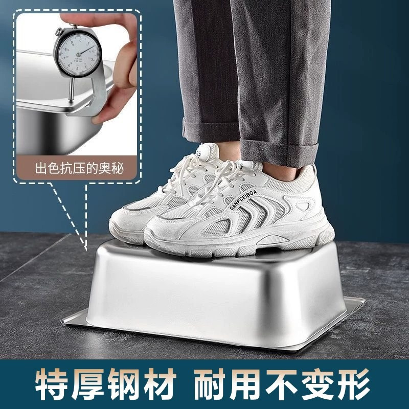 卢润厨具 304不锈钢特厚长方形份盒盆特深盘 26.5*16.2*20cm高清大图