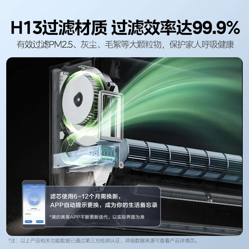 Midea/美的空调 1.5匹 新一级变频 智能冷暖壁挂式挂机 焕新风KFR-35GW/N8MKA1A 以旧换新