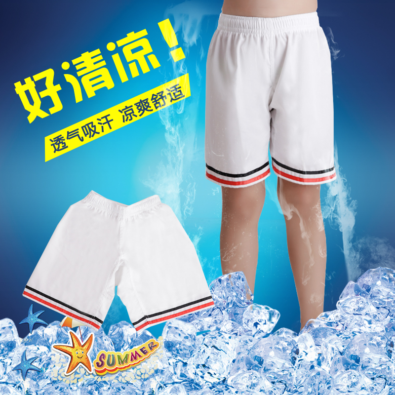 夏季跆拳道短裤儿童成人纯棉道服裤子初学者训练短裤全棉透气白色