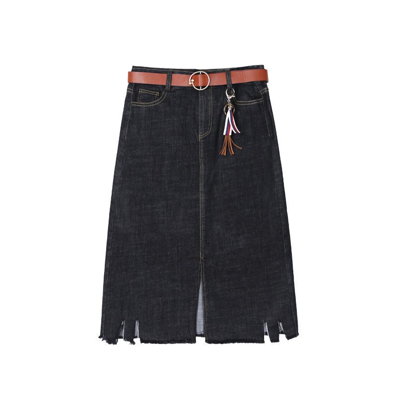 2018春季新款黑色牛仔半身裙女春装韩版高腰百搭显瘦包臀裙短裙子黑色