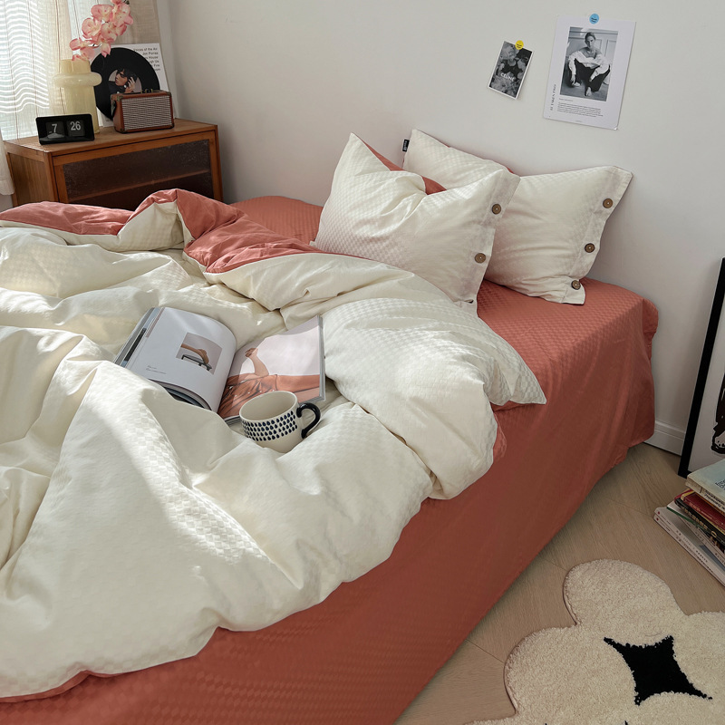 60支长绒棉四件套提花贡缎全棉床单被套南通纯色床上三件套