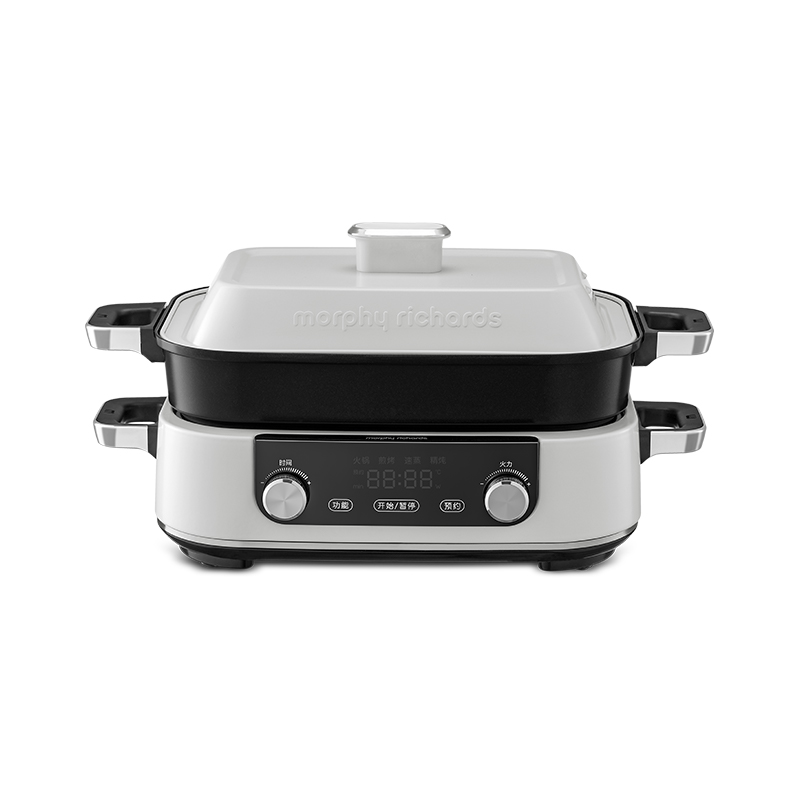 摩飞电器 多功能锅 家用电火锅电蒸锅 5升可预约 大功率分体式蒸煮一体不沾煎烤料理锅 MR9099标配 椰奶白高清大图