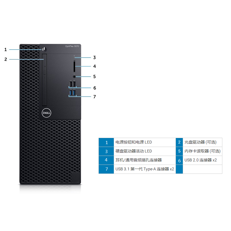 戴尔（DELL）OptiPlex 3050 Tower（Intel Core i5-7500）光驱 商用台式电脑主机