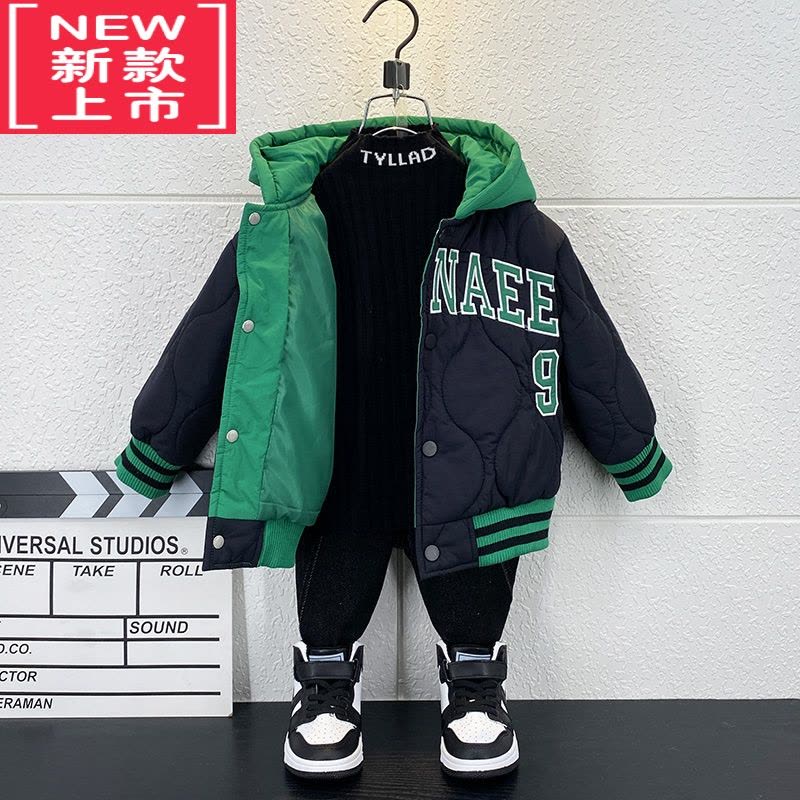 可莉允男童外套夹棉秋冬季2022新款儿童轻薄棉服宝宝棉衣冬装加厚棒球服图片