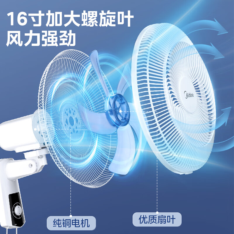 美的(Midea)壁扇16吋壁挂式牛角风扇FWA40UA高清大图