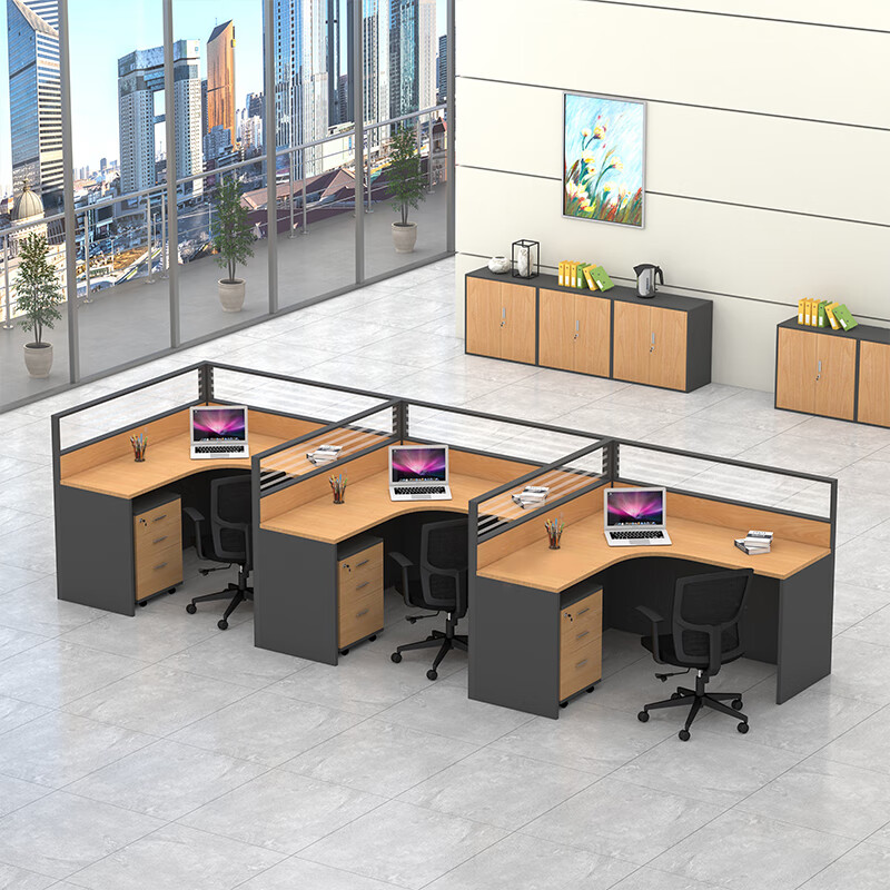 域赢办公桌屏风办公桌职员桌员工电脑工作位L型单人位高清大图