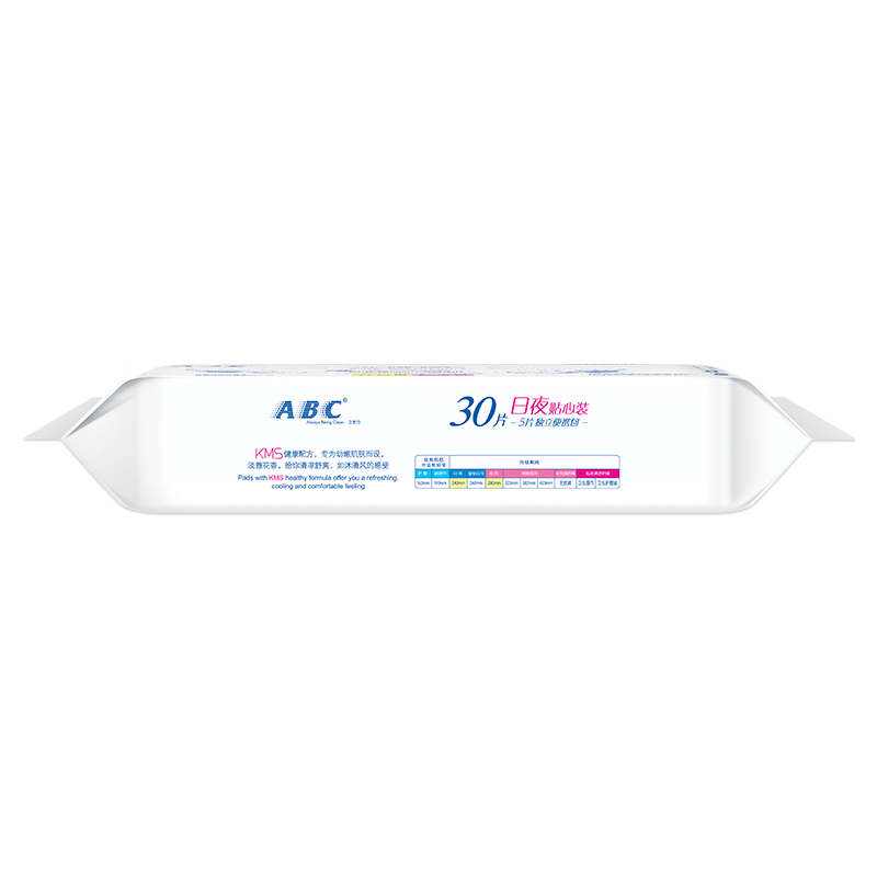 ABC轻透薄棉柔表层卫生巾日用20片+夜用10片(含KMS健康配方)