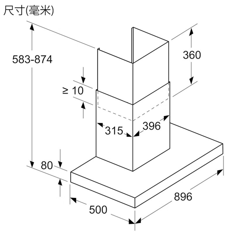 西门子LC42AA95PW iQ100 壁挂式吸油烟机 90 cm 不锈钢 嵌入式蒸饭柜高清大图