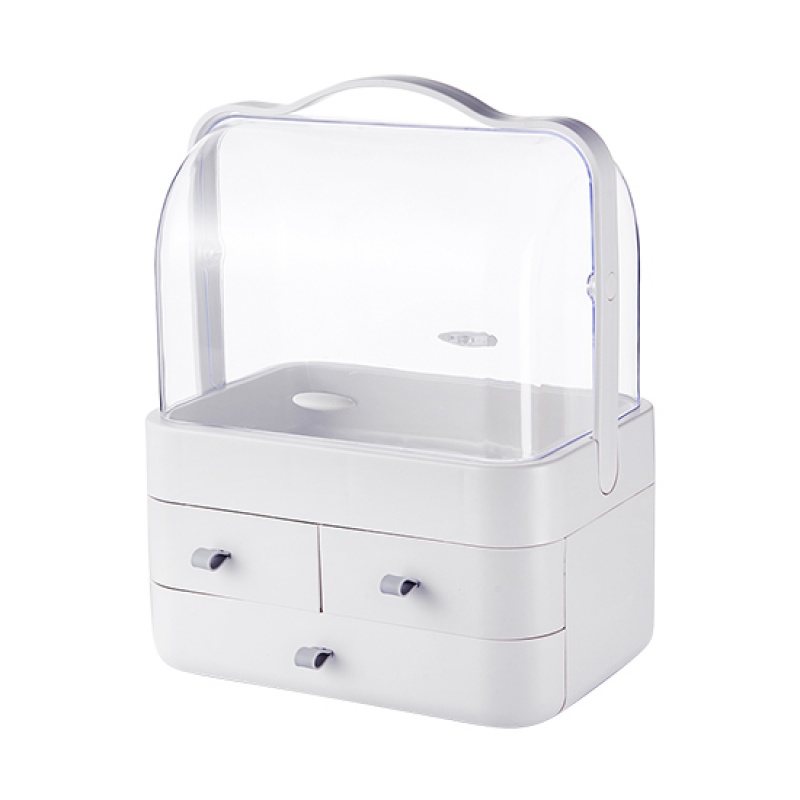 防尘化妆品收纳盒梳妆台收纳架 桌面塑料护肤品面膜置物架 方形款小号