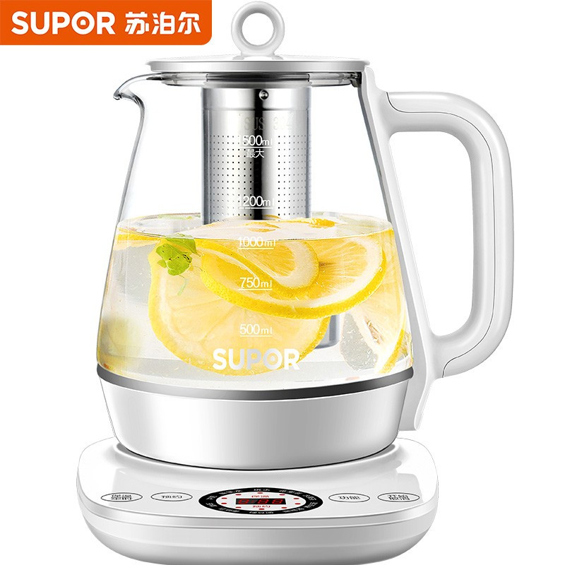 苏泊尔(SUPOR)养生壶 1.5L煮茶器花茶壶 电水壶烧水壶电热水壶开水壶 保温煮茶壶玻璃电茶壶 升级滤网款