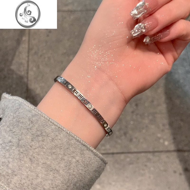 jimi高级感罗马数字手镯女款手环钛钢手镯子锆石手链轻奢小众手串精致