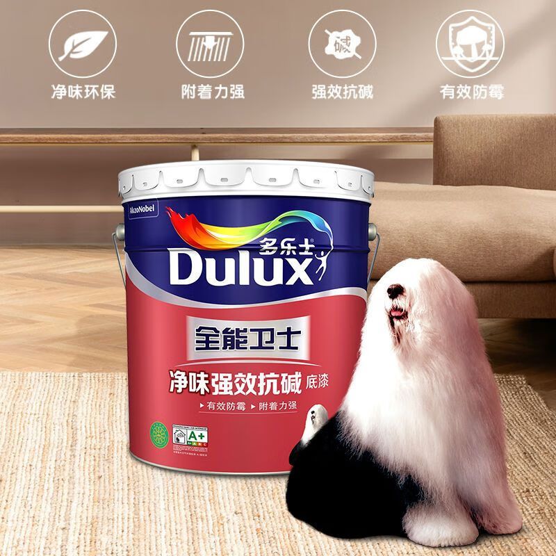 多乐士(Dulux)全能卫士净味强效抗碱底漆 内墙乳胶漆油漆涂料A914-65360白色 18L