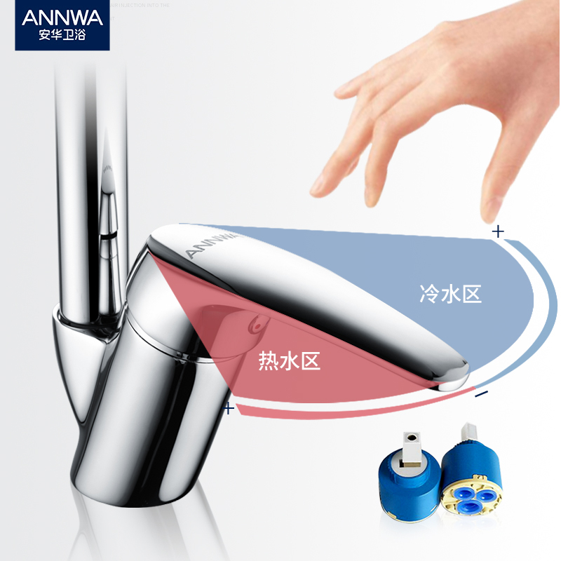 安华(ANNWA)家用厨房水龙头 精铜冷热水可旋转 水槽洗菜盆龙头