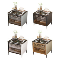 DXBG钢制智能床头柜家用一体现代多功能指纹无线快充简约床头柜纯钢单门+玻门(含一块隔板)