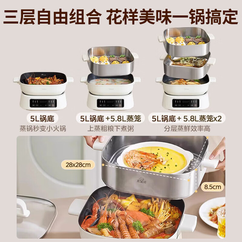 美的 电蒸锅MZ-ZGC282802高清大图