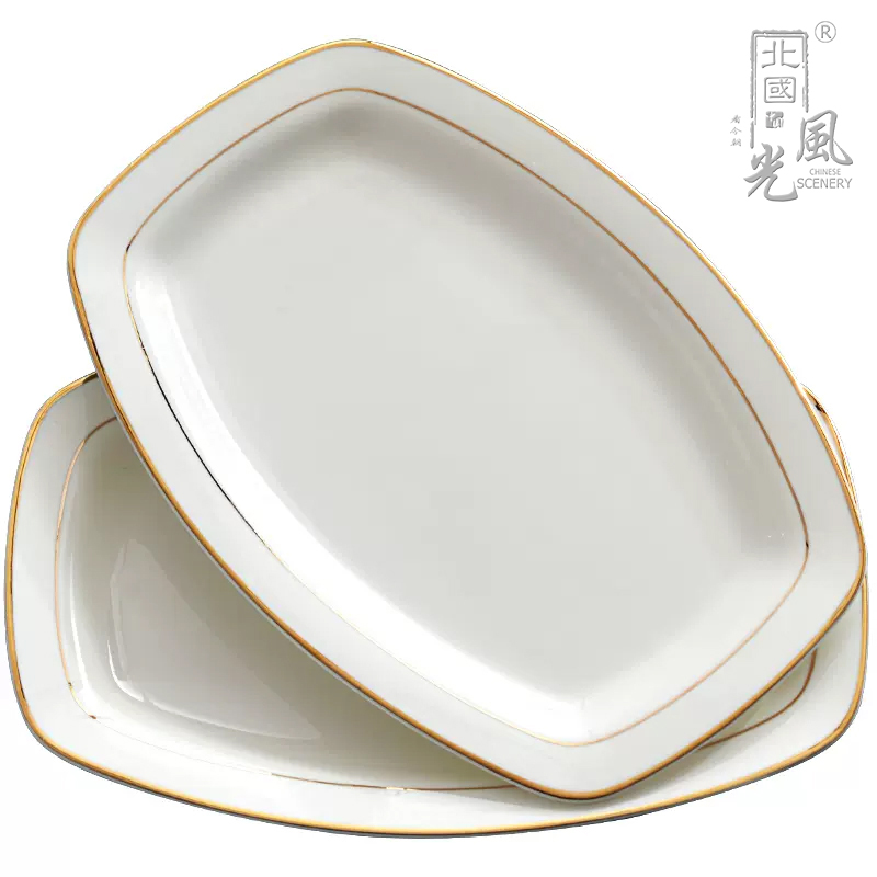 北国风光骨瓷盘碟镶金高清大图