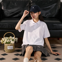 [1.5折价35元]唐狮短袖polo衫女夏季净色T恤韩系简约可爱潮