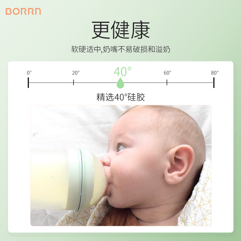原装进口硅胶奶嘴(F号无骨珊瑚橙适合3-6个月)新生儿宽口径一体式奶嘴仿母乳防胀气高清大图