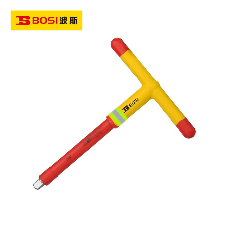 波斯(BOSI) 荧光系列VDE绝缘双色T型扳手 3/8寸 把高清大图