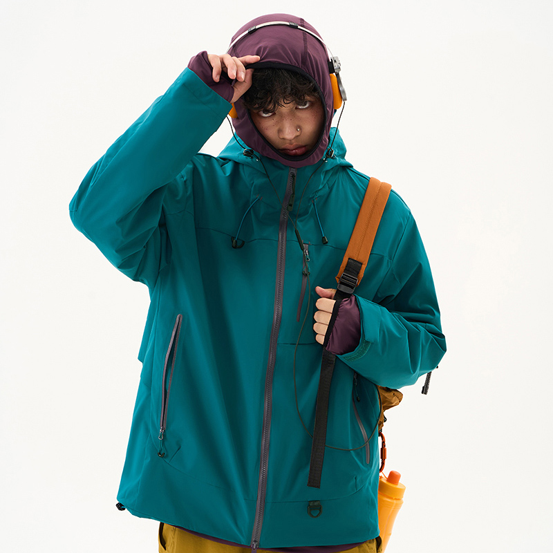 渔人船长冬季时尚户外情侣款冲锋衣男女可拆卸连帽防风保暖三合一两件套高清大图