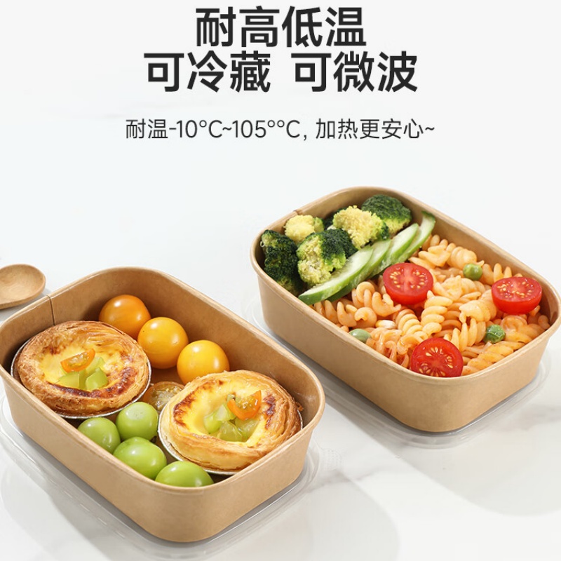 美丽雅(maryya)方形餐盒1000Ml*20 带盖 099425 食品级野餐水果牛皮纸打包饭盒带盖 2010105高清大图