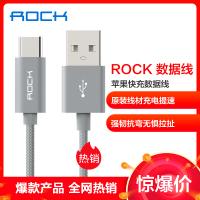 洛克(ROCK)苹果数据线 金属编织手机充电器线 支持iPhone12系列/11系/XR/X/8P/iPad 1米 锖色