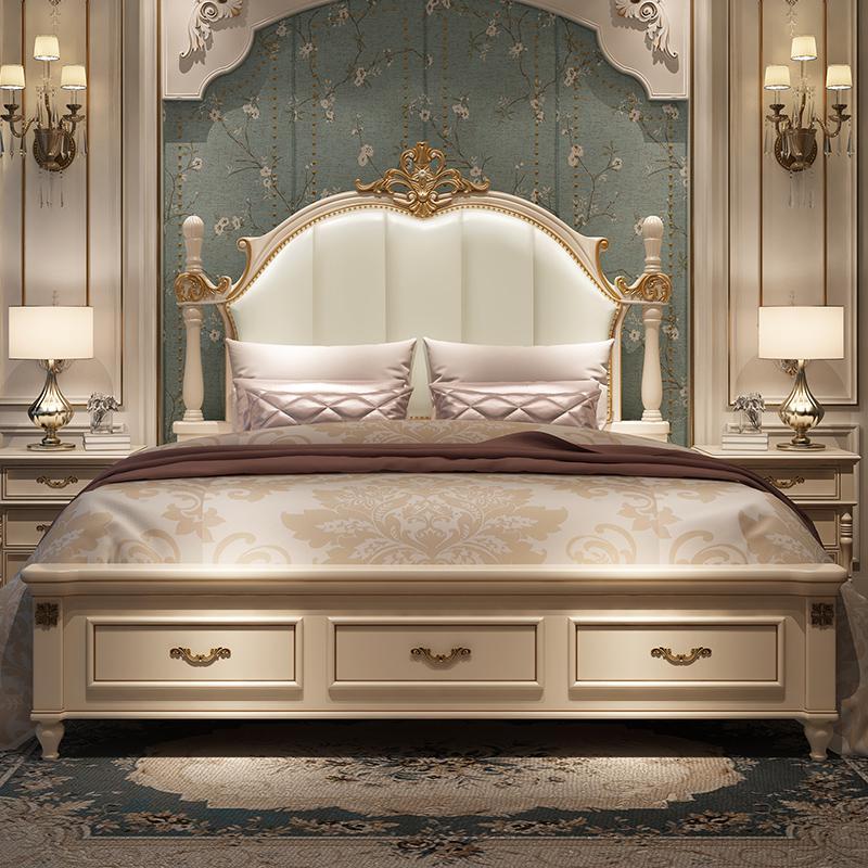 美式床闪电客双人床实木床18米现代简约主卧欧式床公主床15米床轻奢床