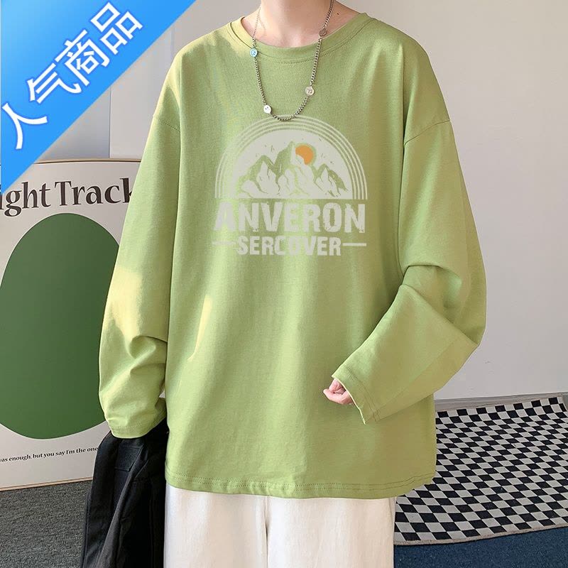 喻娄春秋季长袖T恤男潮牌oversize帅气打底衫学生宽松上衣服图片