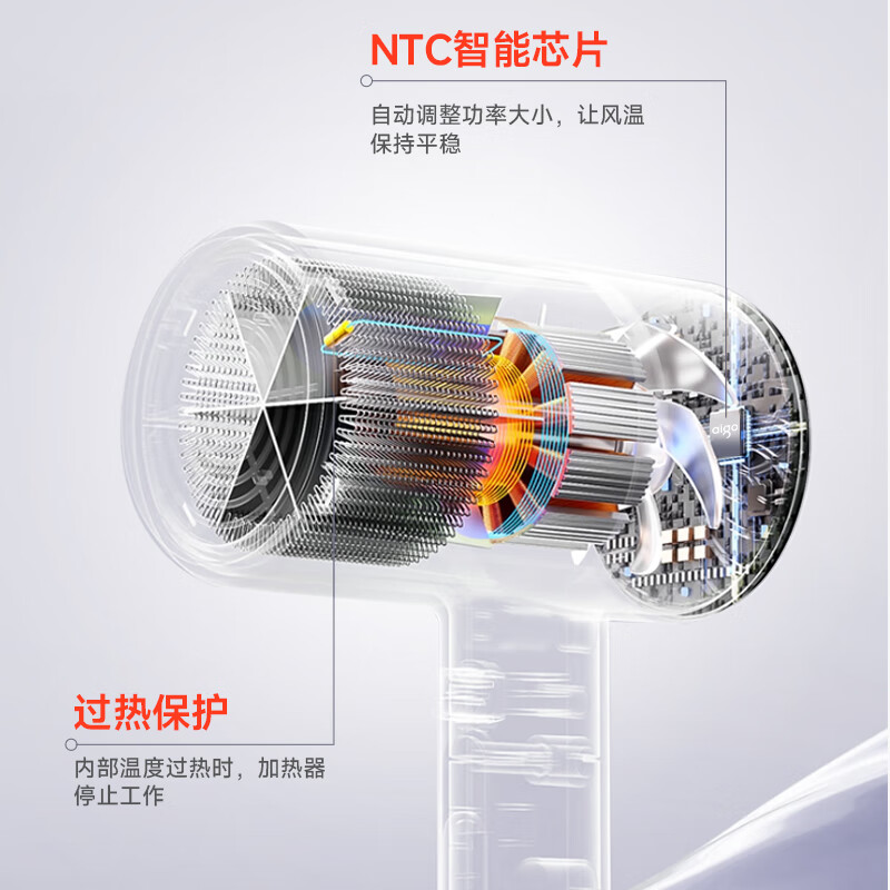 aigo爱国者大功率家用吹风筒吹风机1800W高浓度负离子电吹风ADCF-18K01高清大图