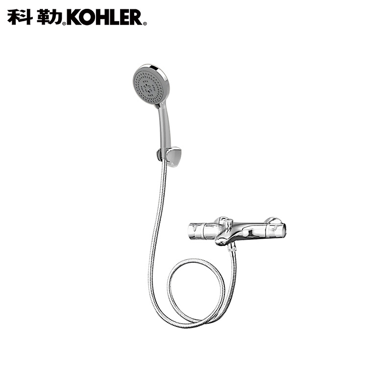 科勒 艾柯挂墙式恒温浴缸花洒龙头 浴缸花洒淋浴 K-72683T-7-CP高清大图