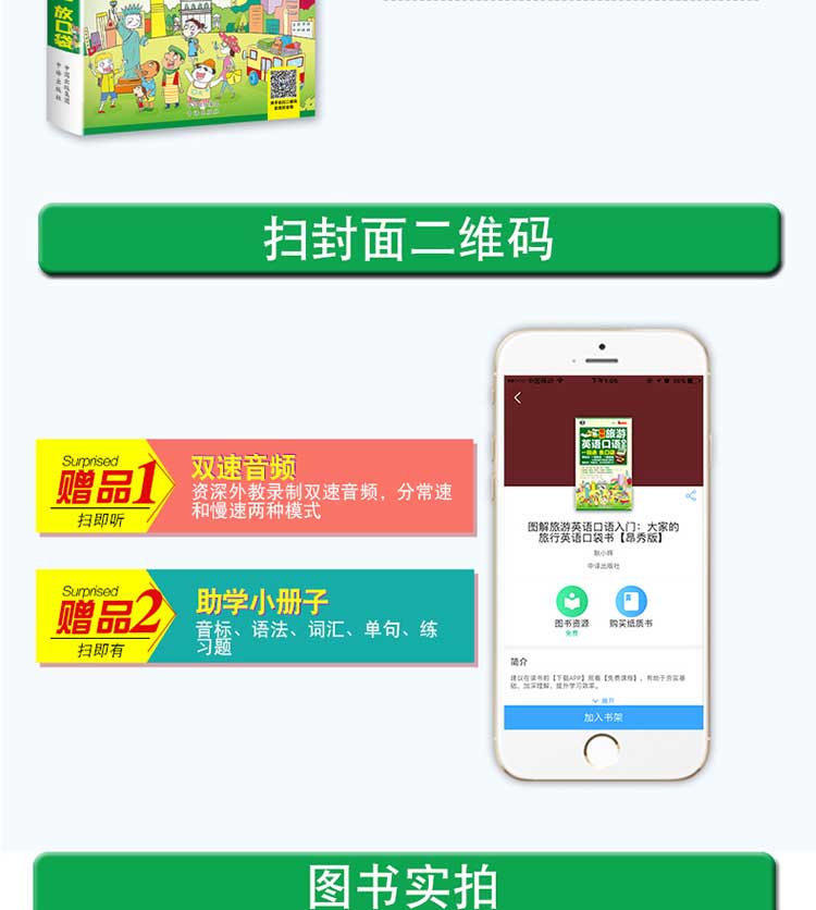 [醉染正版]图解旅游英语口语入门一指通(谐音+音标+口袋书)出国旅游零基础自学大全日常英语书 旅行英语应急口语入门速成教高清大图