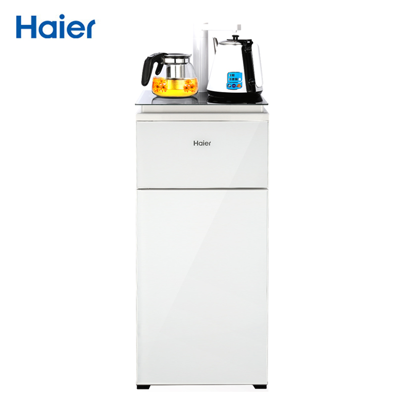 海尔Haier 柜式温热型饮水机全自动家用茶饮机 YR1682-CB(升级白)下置水桶自动上水智能触控水开即停恒温保温