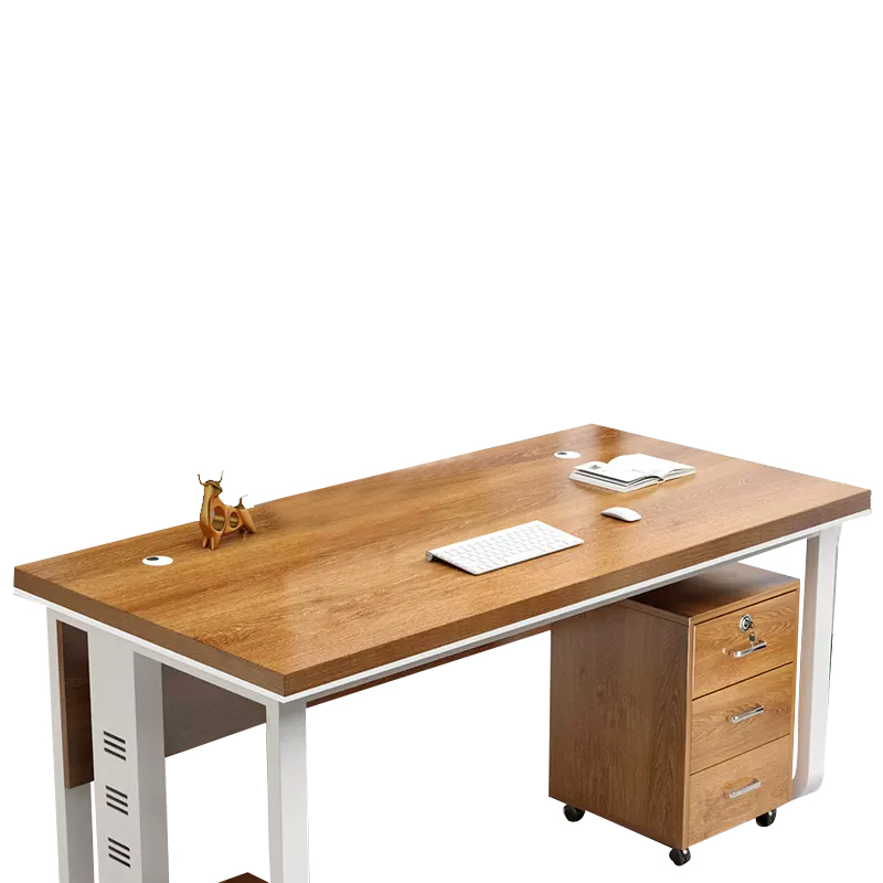 苏宁宜品推荐现代简约办公桌家用电脑桌白架柚木色仅限日照配送