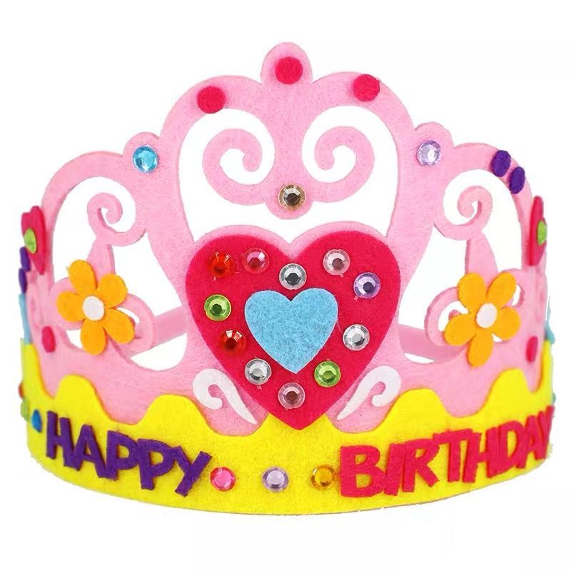 不织布皇冠儿童手工制作生日帽头饰幼儿园创意diy粘贴材料包不织布