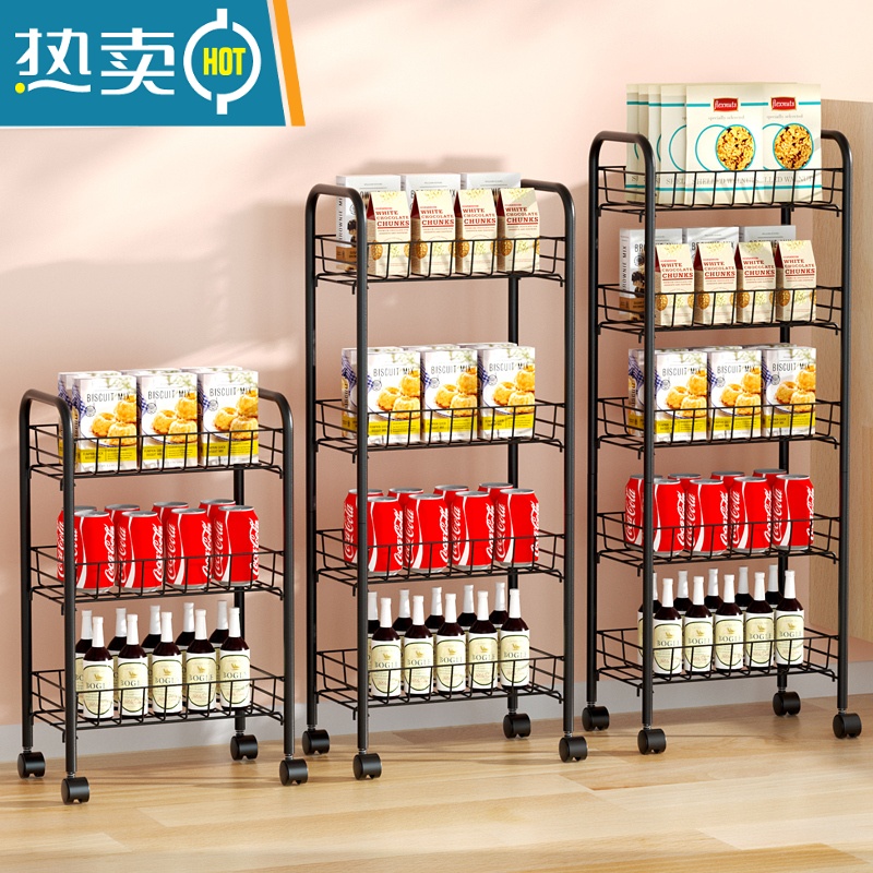 XIANCAI厨房置物架落地移动小推车卧室储物收纳器多层收纳书架零食宿舍高清大图