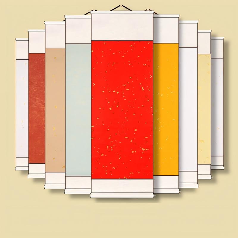 蓝壹合石 蜡染宣纸卷轴 32*93CM 十轴/组