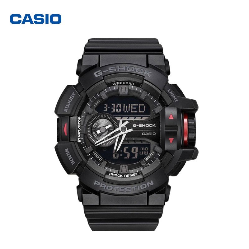 卡西欧(CASIO)手表 G-SHOCK系列 日历黑色 运动 200米防水 电子男士手表GA-400-1B