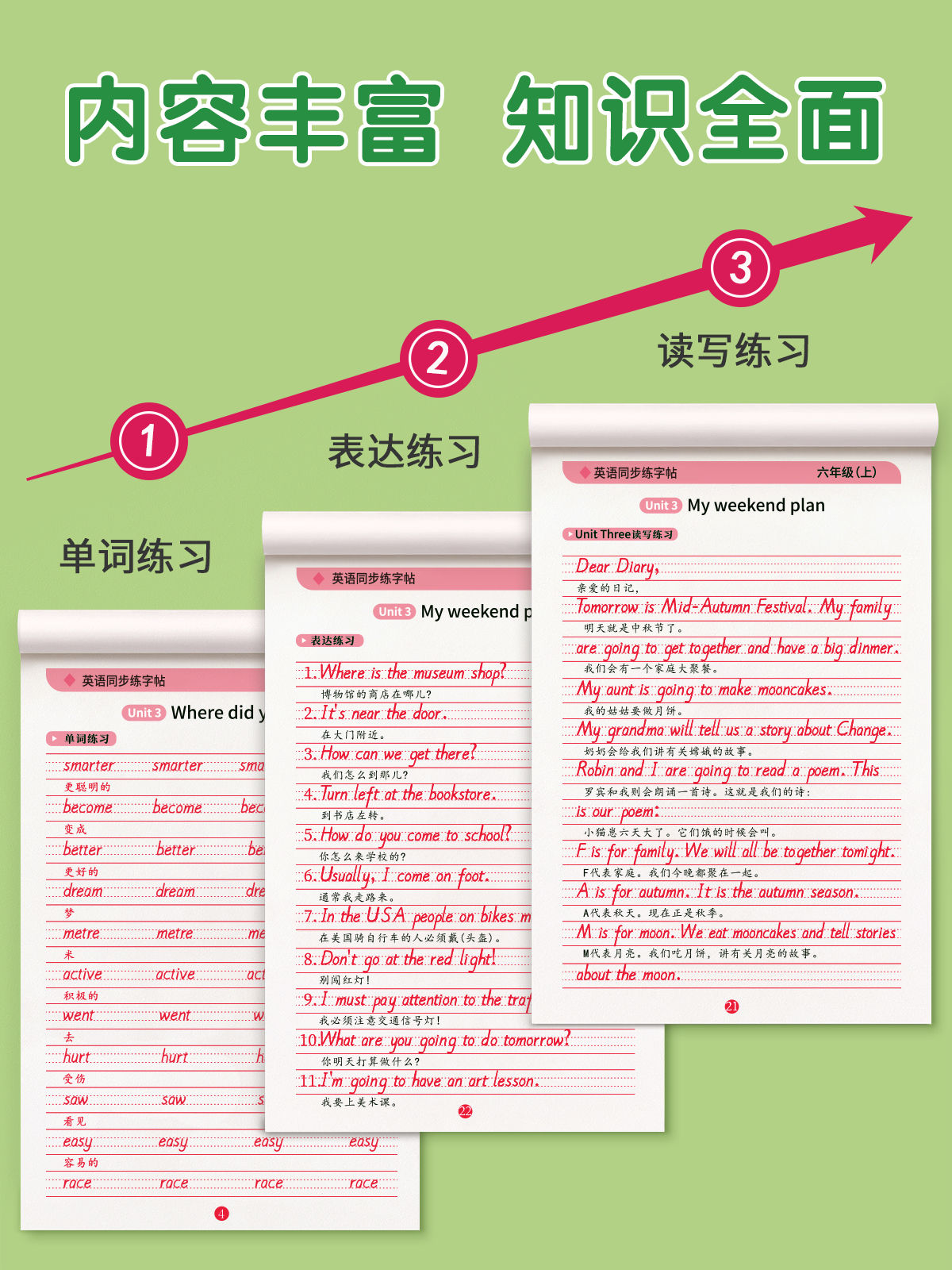 六上下英语衡水体+六上下语文生字[人教版同步] [正版]六年级衡水体英语临摹练字帖上册下册人教版同步字帖英文练字本小学生高清大图