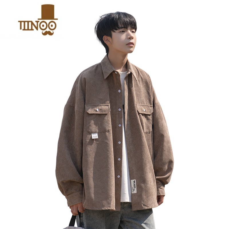 YANXU日系cityboy工装长袖衬衫男生款港风复古青少年外套潮牌衣生高清大图
