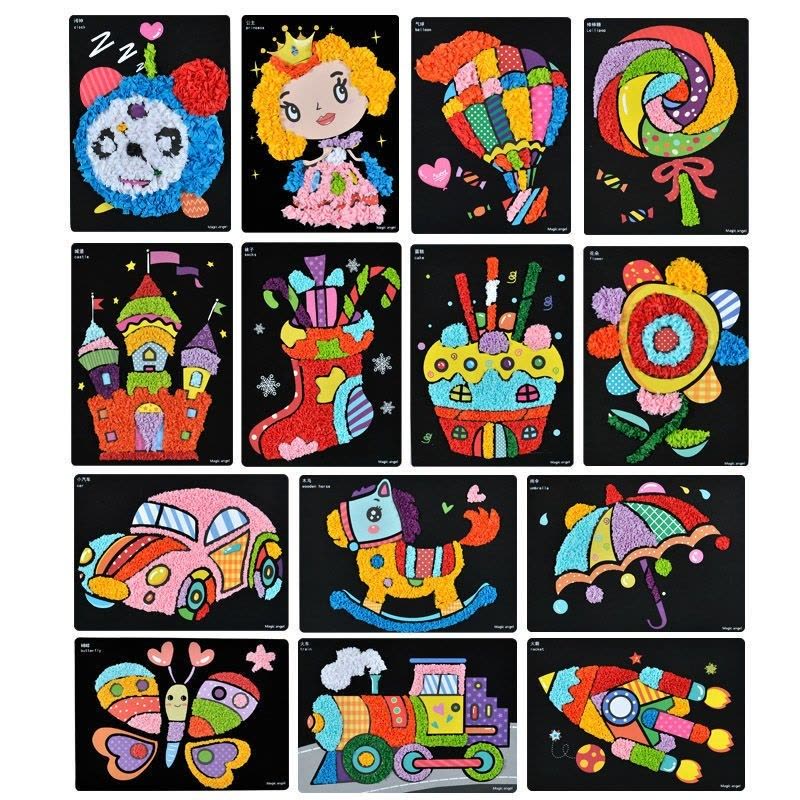 900张新款DIY搓纸粘纸贴画幼儿园儿童手工制作DIY创意揉搓纸画粘纸画玩具图片