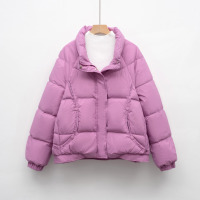 新款羽绒服女小个子冬季加厚立领宽松鸭绒面包服外套保暖 S 紫色