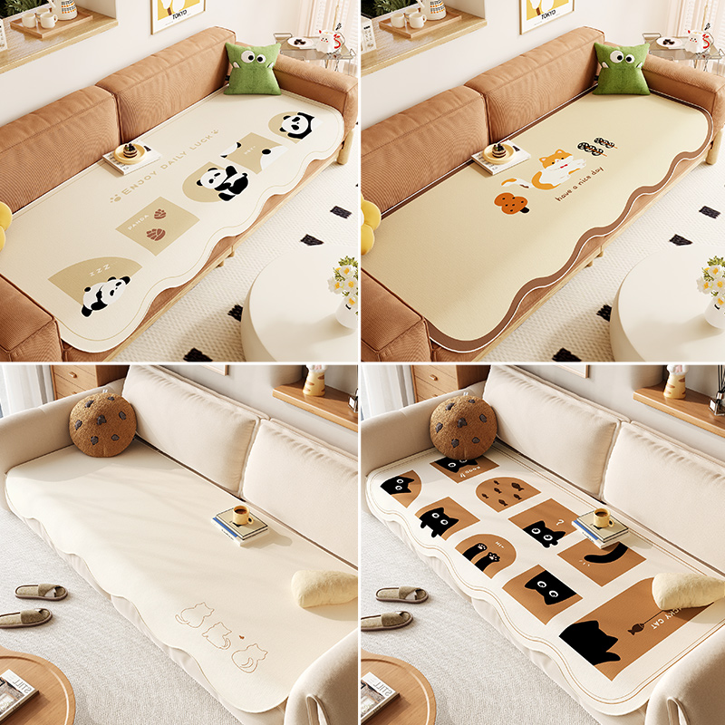 新款卡通异形雪尼尔沙发垫四季通用轻奢高级感不规则防滑盖布毯巾高清大图