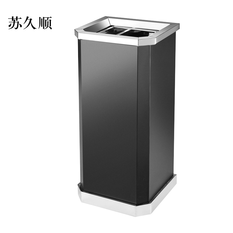 苏久顺不锈钢垃圾桶烟蒂柱灭烟桶带烟灰缸室外电梯口立式黑色靠墙氏上开口高清大图