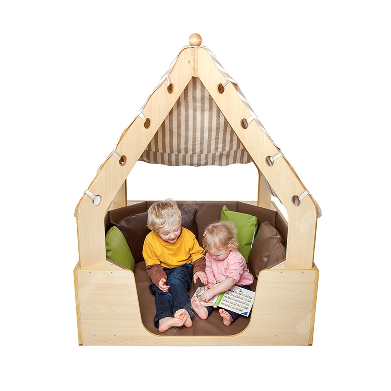 华森葳儿童家具 布艺帐篷小屋 阅读分享屋 透明钻笼-浅棕色高清大图