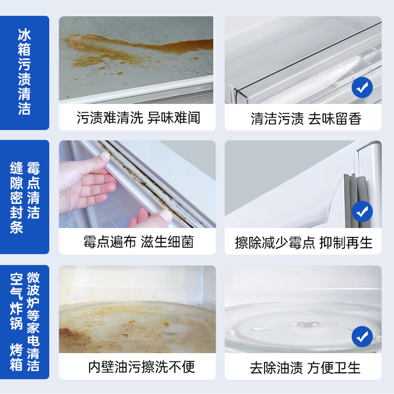 GRAREY格瑞亚去油污神器油污净厨房重油污清洁小苏打粉冰箱家电 3瓶1喷头高清大图