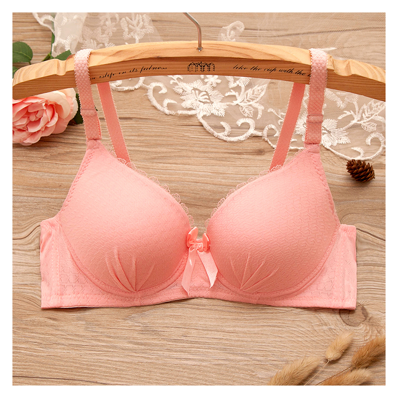 小清新校园风条纹学生党简约型少女可爱内衣聚拢型性感文胸胸罩视频