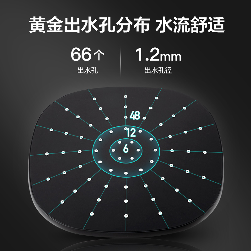 [官方配送]东鹏卫浴(DONG PENG)卫浴花洒喷头 空气能增压淋浴花洒套装 黑色花洒 方形花洒套装混水器妇洗喷枪