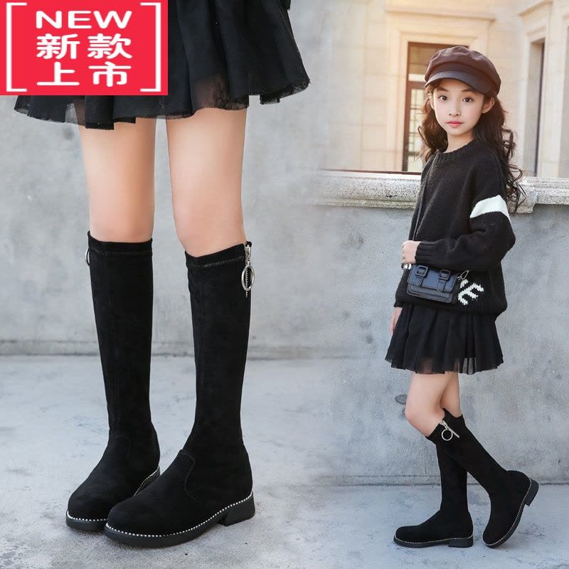 可莉允女童靴子2022春秋新款长筒靴儿童公主不过膝单靴小女孩长靴高筒靴图片